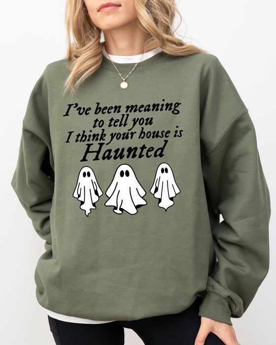 Mini Ghosts Haunted House Skeleton Witch Skull Spooky Halloween Meme Costume Sweatshirt