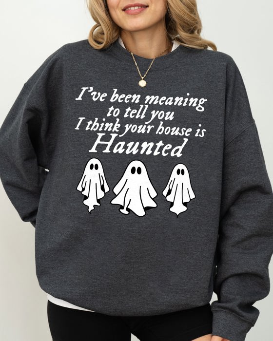 Mini Ghosts Haunted House Skeleton Witch Skull Spooky Halloween Meme Costume Sweatshirt