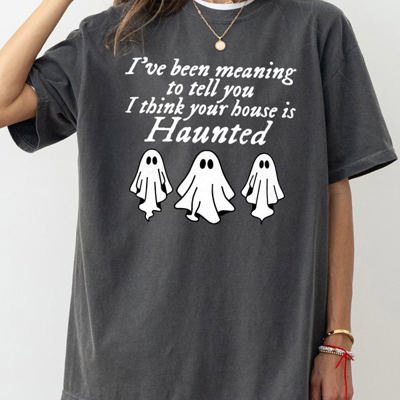 Mini Ghosts Haunted House Skeleton Witch Skull Spooky Halloween Meme Costume Comfort Colors Tee