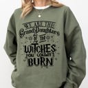 XL Military Green Granddaughters of the Witches Skeleton Witch Spooky Aesthetic Halloween Meme Costume Sweatshirt