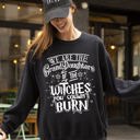Medium Black Granddaughters of the Witches Skeleton Witch Spooky Aesthetic Halloween Meme Costume Sweatshirt