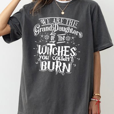 Granddaughters Of The Witches Skeleton Witch Skull Spooky Aesthetic Meme Halloween Costume Comfort Colors Tee