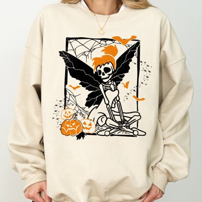 Fairy Skeleton Ghost Skull Spooky Aesthetic Meme Halloween Costume Graphic Sweatshirt