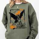 XXL Military Green Fairy Skeleton Ghost Skull Spooky Aesthetic Meme Halloween Costume Graphic Sweatshirt