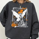 Medium Dark Gray Heather Fairy Skeleton Ghost Skull Spooky Aesthetic Meme Halloween Costume Graphic Sweatshirt