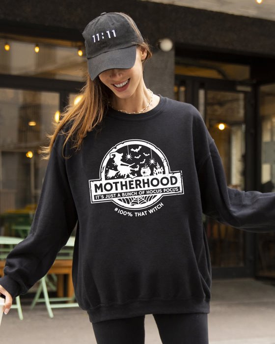 Motherhood, Witch, Ghost, Skull, Spooky, Aesthetic, Meme, Halloween, Costume Sweatshirt