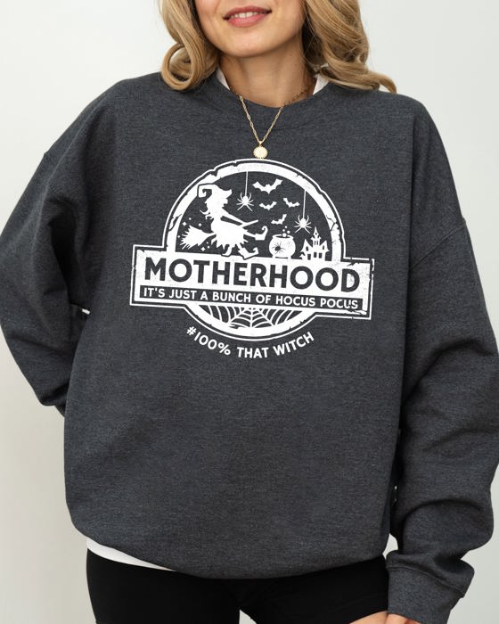 Motherhood, Witch, Ghost, Skull, Spooky, Aesthetic, Meme, Halloween, Costume Sweatshirt