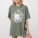 Small Moss Dark Green Reading Skeleton Witch Ghost Skull Spooky Halloween Costume Meme Graphic Comfort Colors Tee