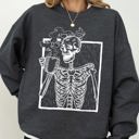  Coffee Skeleton Witch Ghost Skull Spooky Aesthetic Meme Halloween Costume Sweatshirt