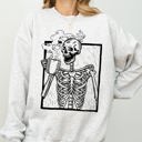 XL Ash Light Gray Coffee Skeleton Witch Ghost Skull Spooky Aesthetic Meme Halloween Costume Sweatshirt