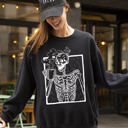 XXL Black Coffee Skeleton Witch Ghost Skull Spooky Aesthetic Meme Halloween Costume Sweatshirt