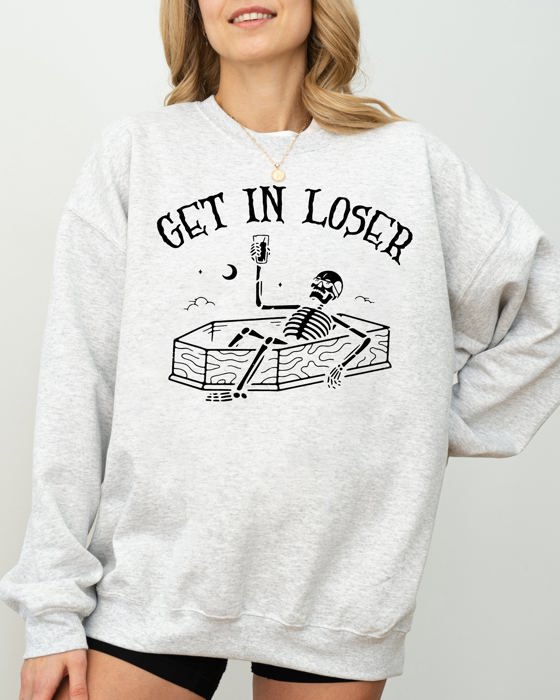 Get In Loser Skeleton Witch Ghost Skull Spooky Aesthetic Meme Halloween Costume Sweatshirt