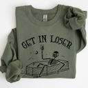 XXXL Military Green Get In Loser Skeleton Witch Ghost Skull Spooky Aesthetic Meme Halloween Costume Sweatshirt