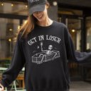 Large Black Get In Loser Skeleton Witch Ghost Skull Spooky Aesthetic Meme Halloween Costume Sweatshirt