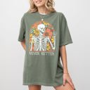 Small Moss Dark Green Never Better Floral Skeleton Witch Ghost Skull Spooky Aesthetic Meme Halloween Costume Comfort Colors Tee