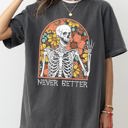 XXXL Pepper Dark Gray Never Better Floral Skeleton Witch Ghost Skull Spooky Aesthetic Meme Halloween Costume Comfort Colors Tee
