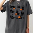 Large Pepper Dark Gray Mini Cats and Pumpkins Skeleton Witch Ghost Skull Spooky Aesthetic Meme Halloween Costume Comfort Colors Tee