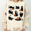 XL Sand Mini Cats And Pumpkins Skeleton Witch Ghost Skull Spooky Aesthetic Meme Halloween Costume Sweatshirt