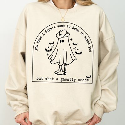 Ghostly Scene Cute Ghost Skeleton Witch Skull Spooky Meme Halloween Costume Sweatshirt
