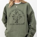 XL Military Green Ghostly Scene Cute Ghost Skeleton Witch Skull Spooky Meme Halloween Costume Sweatshirt