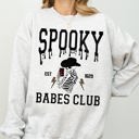 XXXL Ash Light Gray Spooky Babes Club Ghost Skeleton Witch Skull Aesthetic Meme Halloween Costume Sweatshirt