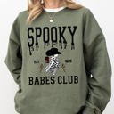 XXXL Military Green Spooky Babes Club Ghost Skeleton Witch Skull Aesthetic Meme Halloween Costume Sweatshirt