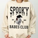 Medium Sand Spooky Babes Club Ghost Skeleton Witch Skull Aesthetic Meme Halloween Costume Sweatshirt
