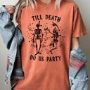 XXL Yam Till Death Do Us Party Dancing Skeletons Witch Skull Halloween Meme Costume Comfort Colors Tee