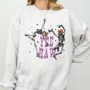 XL Ash Light Gray Yee Haw Dancing Skeletons Halloween Western Witch Skull Costume Print Sweatshirt