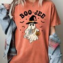  Boo-Jee Halloween Cowboy Ghost Western Skeleton Witch Skull Graphic Comfort Colors Tee