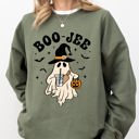 XL Military Green Boo-Jee Cowboy Ghost Western Skeleton Witch Skull Aesthetic Meme Halloween Costume Sweatshirt