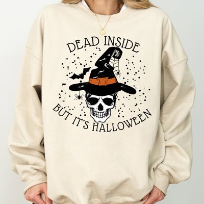 Dead Inside Skeleton Ghost Western Witch Skull Halloween Costume Graphic Sweatshirt
