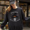  Dead Inside Skeleton Ghost Western Witch Skull Halloween Costume Graphic Sweatshirt