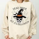 Medium Sand Dead Inside Skeleton Ghost Western Witch Skull Halloween Costume Graphic Sweatshirt