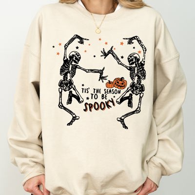 Tis The Season Spooky Skeleton Ghost Western Witch Skull Aesthetic Meme Halloween Costume Sweatshirt