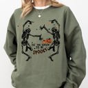XXL Military Green Tis The Season Spooky Skeleton Ghost Western Witch Skull Aesthetic Meme Halloween Costume Sweatshirt