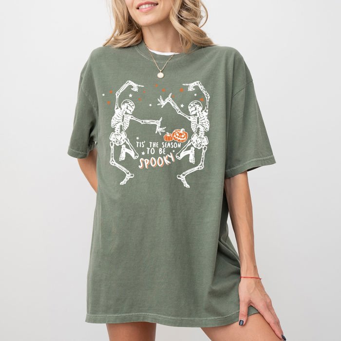 Tis The Season Spooky Skeleton Ghost Witch Skull Halloween Edition Comfort Colors Tee