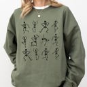 Medium Military Green Mini Dancing Skeletons Ghost Western Witch Skull Halloween Costume Parade Night Sweatshirt