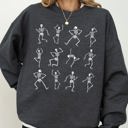 XL Dark Gray Heather Mini Dancing Skeletons Ghost Western Witch Skull Halloween Costume Parade Night Sweatshirt