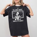 XL Black I'll Just Wait Teacher Skeletons Ghost Western Witch Skull Halloween Costume Comfort Colors Tee