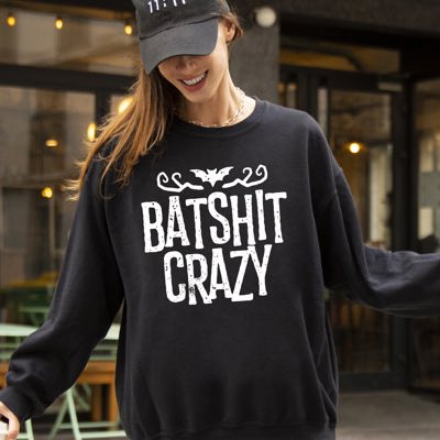 Batshit Crazy Skeletons Ghost Western Witch Skull Aesthetic Meme Halloween Costume Sweatshirt