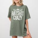 Medium Moss Dark Green Batshit Crazy Skeletons Ghost Western Witch Skull Meme Halloween Comfort Colors Tee