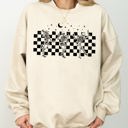 XL Sand Dancing Skeletons Checkered Ghost Western Witch Skull Halloween Costume Sweatshirt