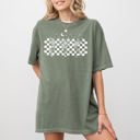 XL Moss Dark Green Dancing Skeletons Checkered Ghost Western Witch Skull Aesthetic Meme Halloween Costume Comfort Colors Tee