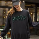 Small Black Haunted Skeleton Ghost Western Witch Skull All Hallows' Eve Halloween Costume Graphic Sweatshirt