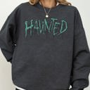 XXL Dark Gray Heather Haunted Skeleton Ghost Western Witch Skull All Hallows' Eve Halloween Costume Graphic Sweatshirt