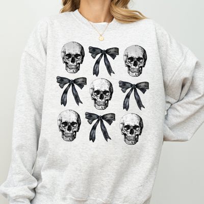 Bows and Skulls Skeleton Ghost Western Witch Meme Halloween Aesthetic Sweatshirt