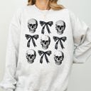 Small Ash Light Gray Bows and Skulls Skeleton Ghost Western Witch Meme Halloween Aesthetic Sweatshirt