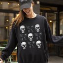 Small Black Bows and Skulls Skeleton Ghost Western Witch Meme Halloween Aesthetic Sweatshirt