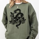 Small Military Green Skull Roses And Snakes Skeleton Ghost Western Witch Meme Collection Edition Sweatshirt